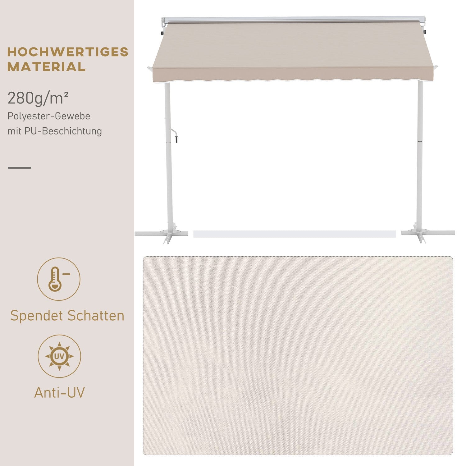 Beige Terrasluifel Met Knikarm 3x3M