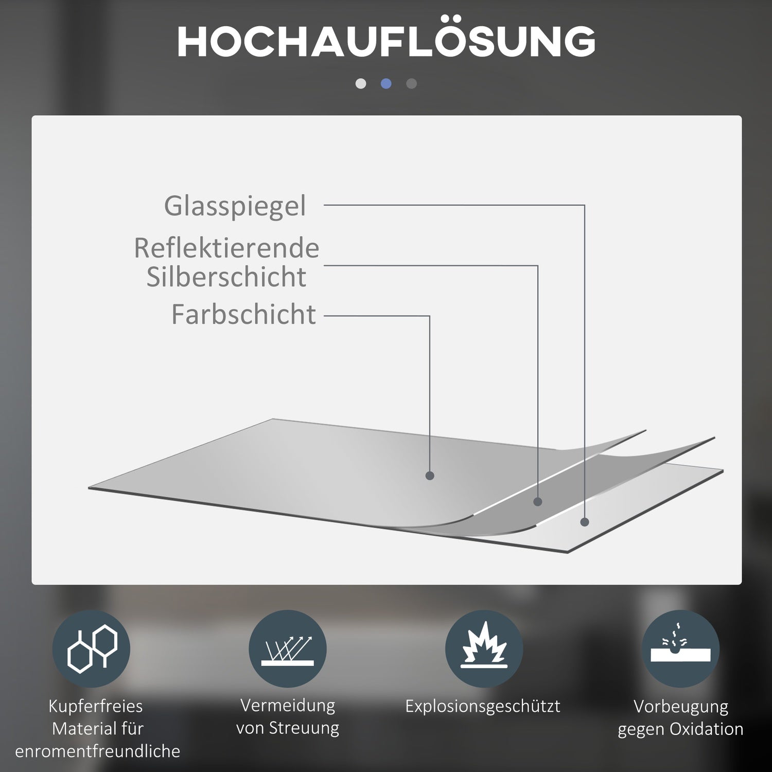 Verlichte badkamerspiegel, Ø70 cm, Anti-Condens, Touchschakelaar