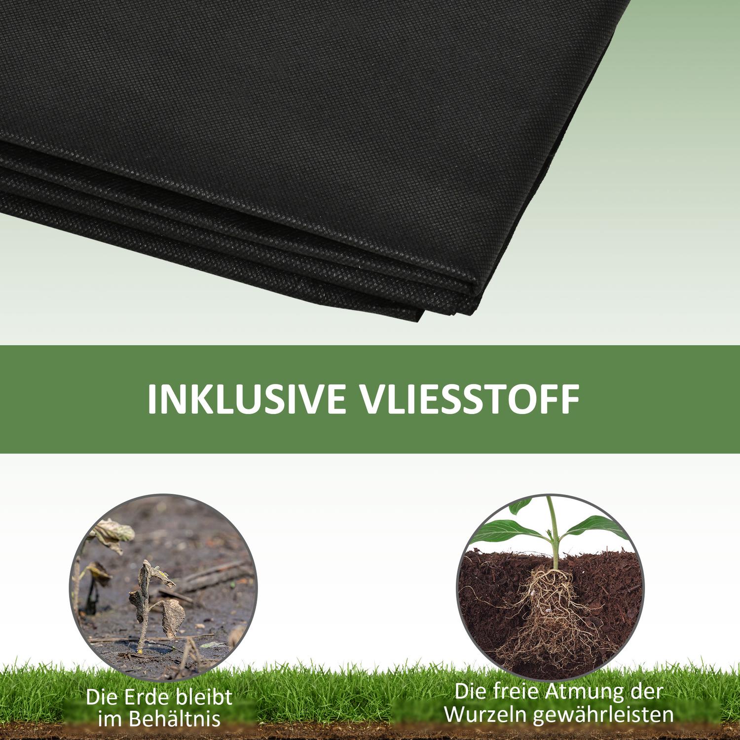 Houten bloembak met twee plantsecties, 244x61,5x27cm