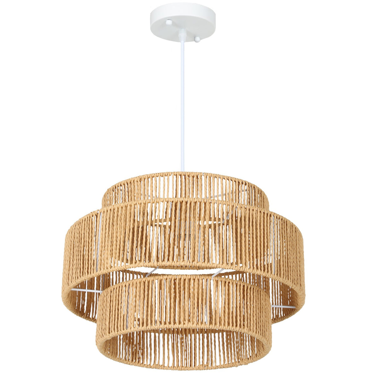 Boho Hennep Touw Hanglamp – E27, lichtbruin, keuken/eetkamer