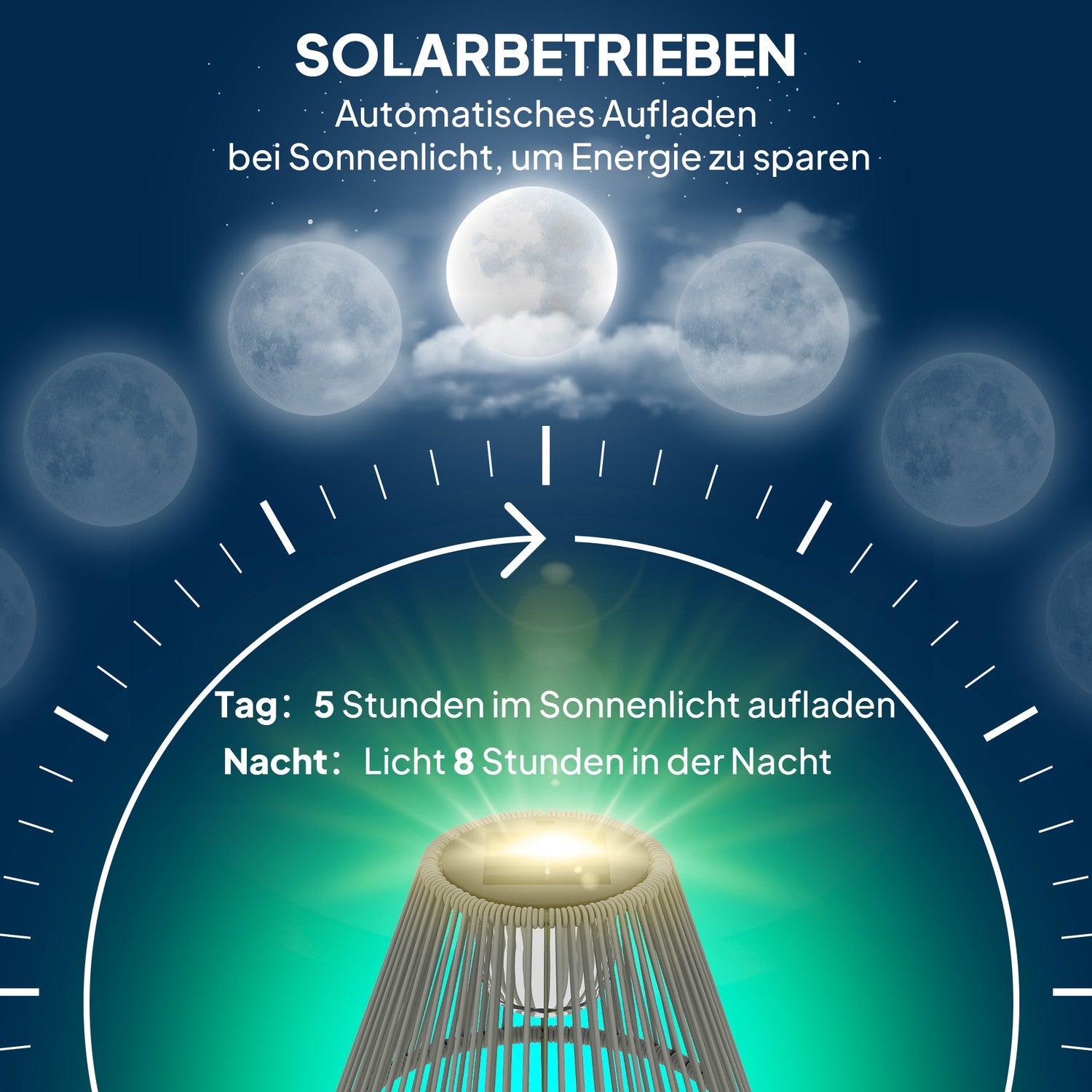 Boho Solar vloerlamp, rotan, 25 LED's, buiten, IP44