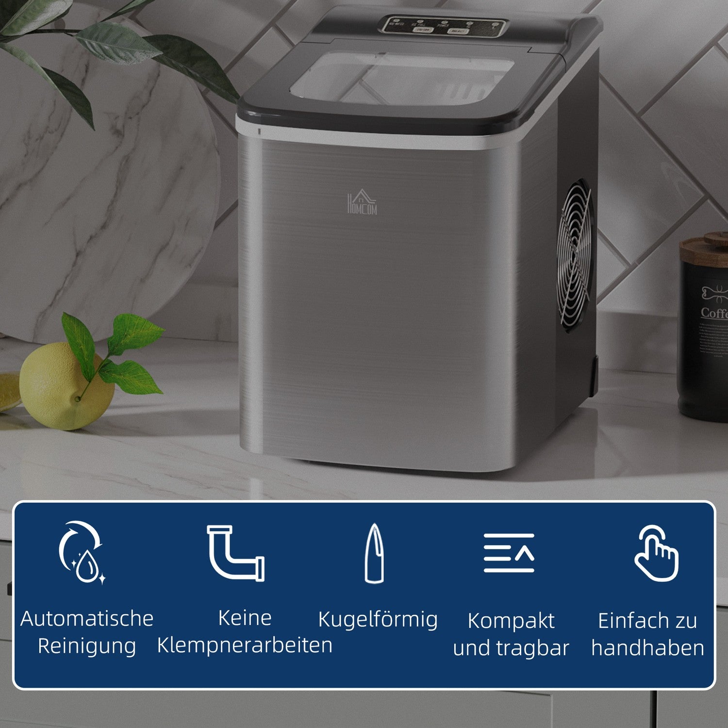Draagbare ijsblokjesmachine – 9 blokjes in 8 min, zelfreinigend