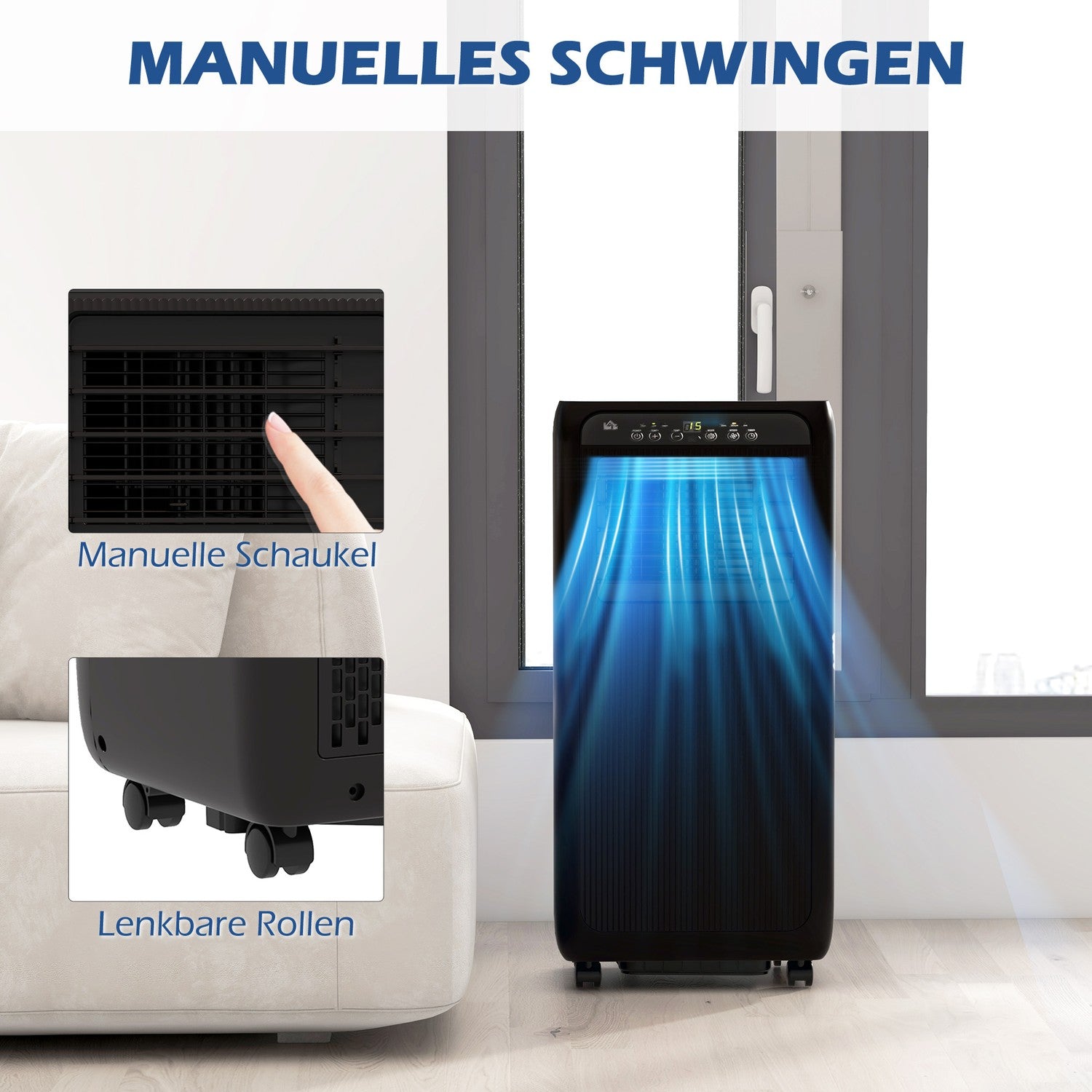 Draagbare airconditioning 9000 BTU – Luchtontvochtiger en ventilator