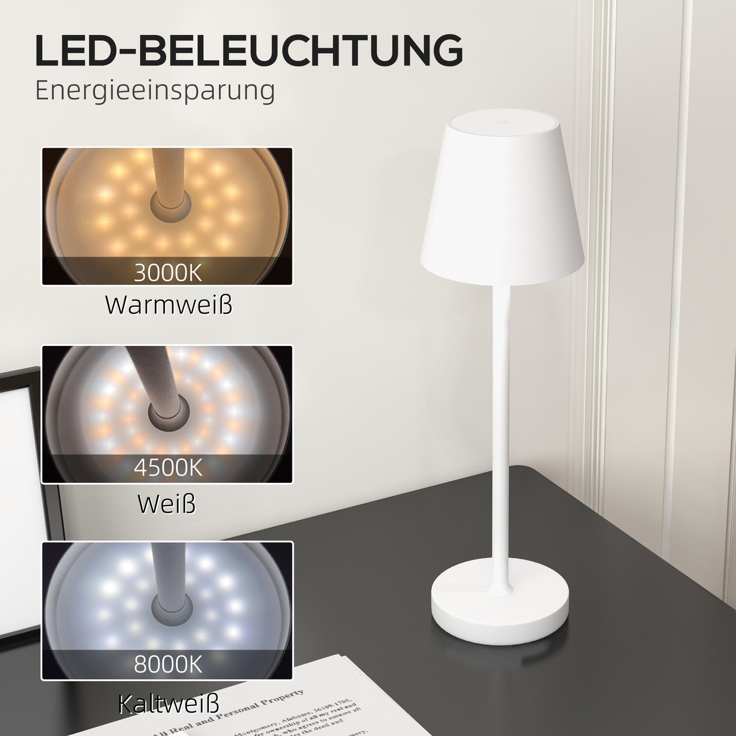 Draagbare metalen USB-bureaulamp – Oplaadbaar, 3 lichtstanden