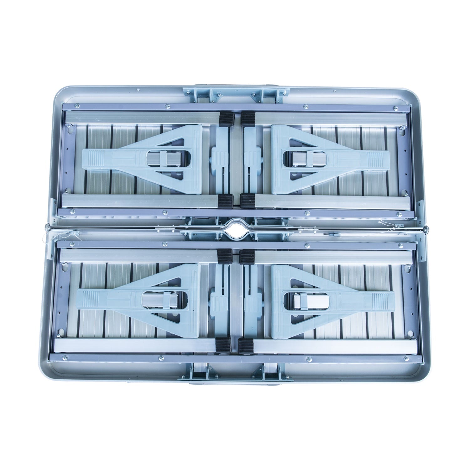 Draagbare opklapbare aluminium tafel met zitjes, zilver, 85x68 cm
