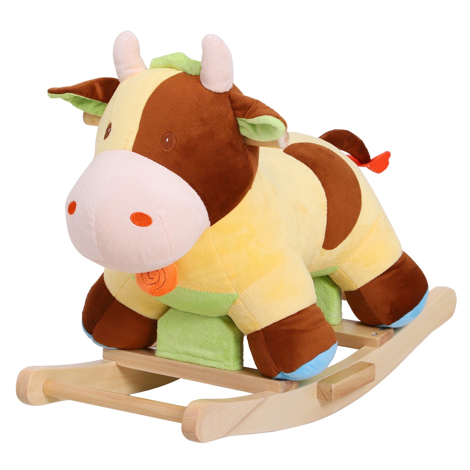 Bruine & Gele Baby Schommelspeelgoed Koe – 60x34x46 cm