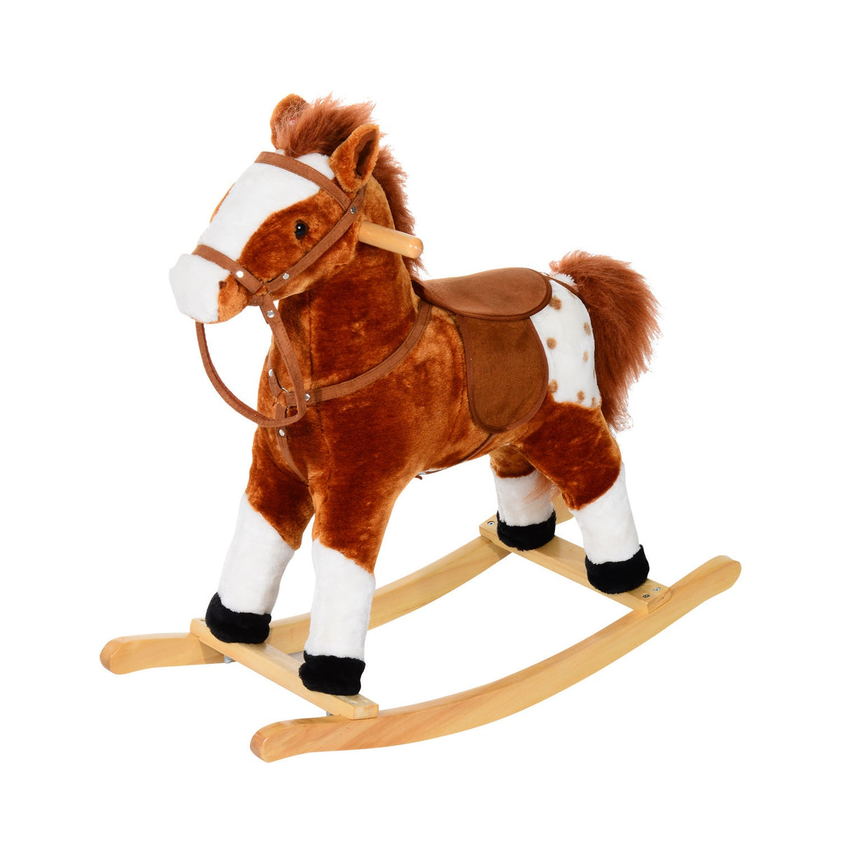 Bruin hobbelpaard speelgoed voor kinderen, 3+ jaar, 74x28x65cm