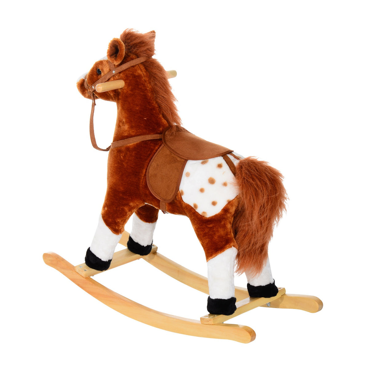 Bruin hobbelpaard speelgoed voor kinderen, 3+ jaar, 74x28x65cm