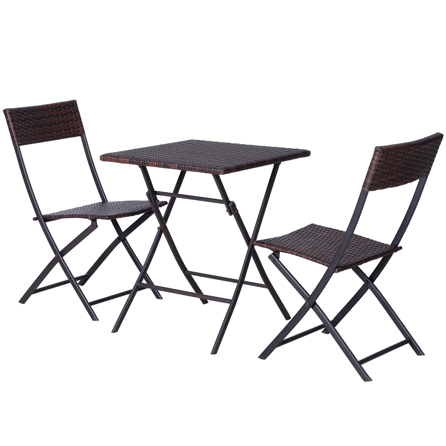 Bruine polyrotan bistroset voor 2 – Tuinmeubelen voor buiten