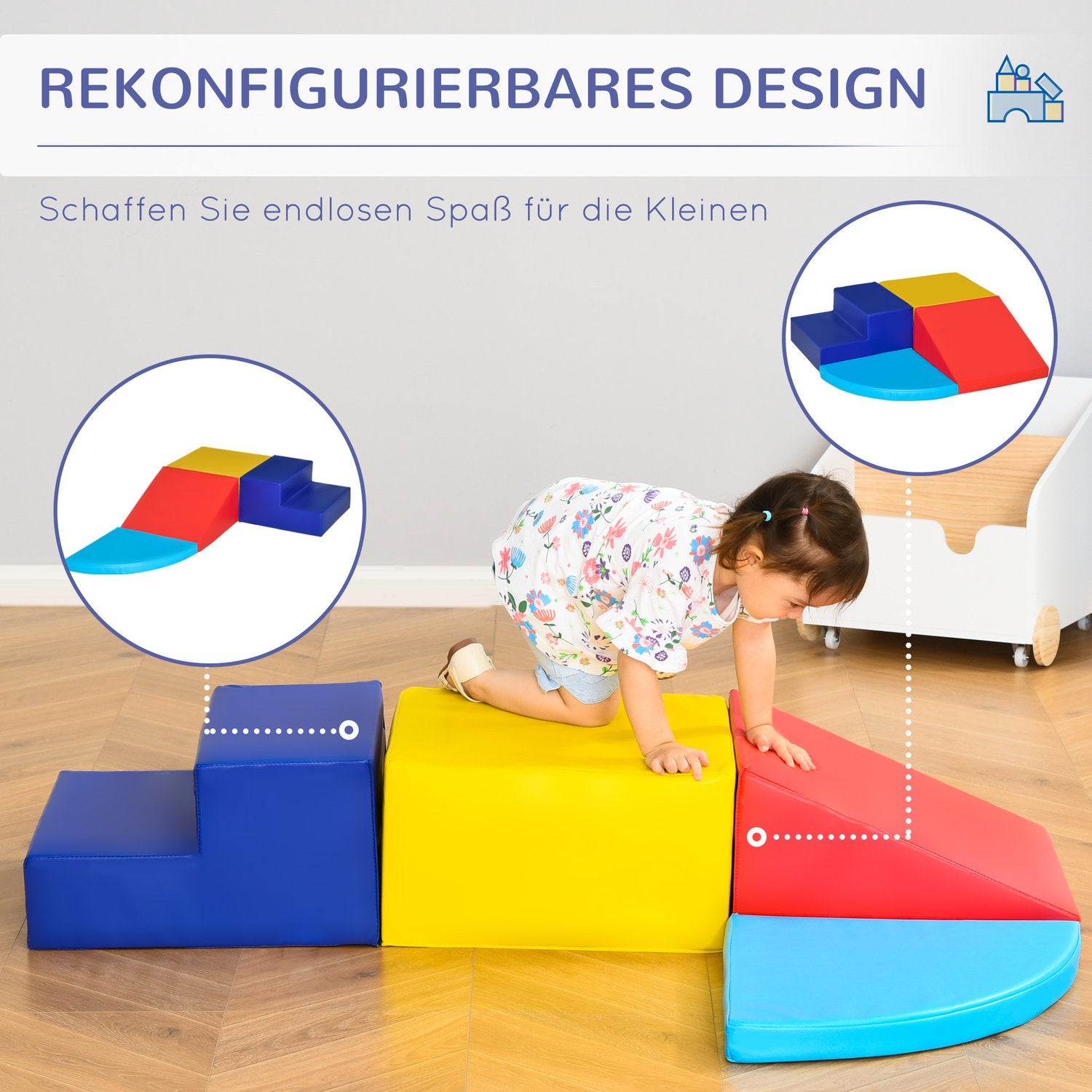 Schuimrubberen bouwblokken, zacht, jumbo, meerkleurig, 12-36 maanden