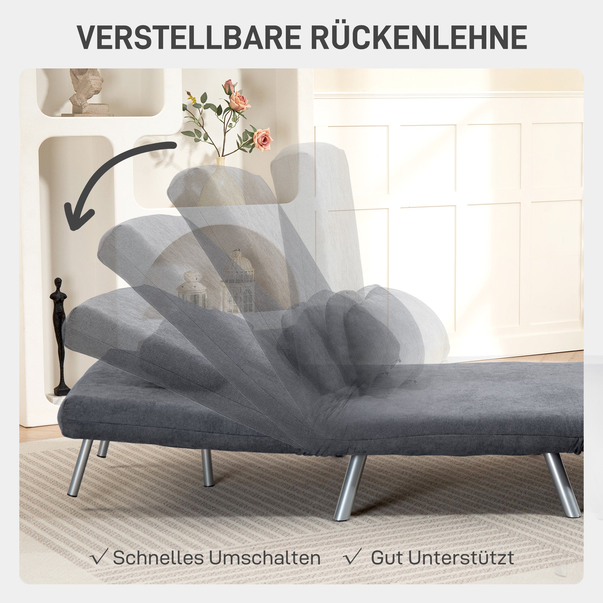 Cabriolet sovstol med dyna, mörkgrå tyg
