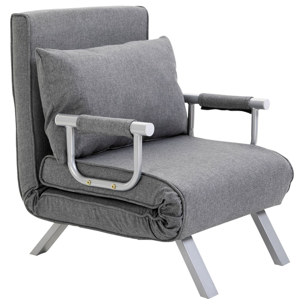 Cabriolet fauteuil met bedfunctie, grijs, 65x69x80 cm