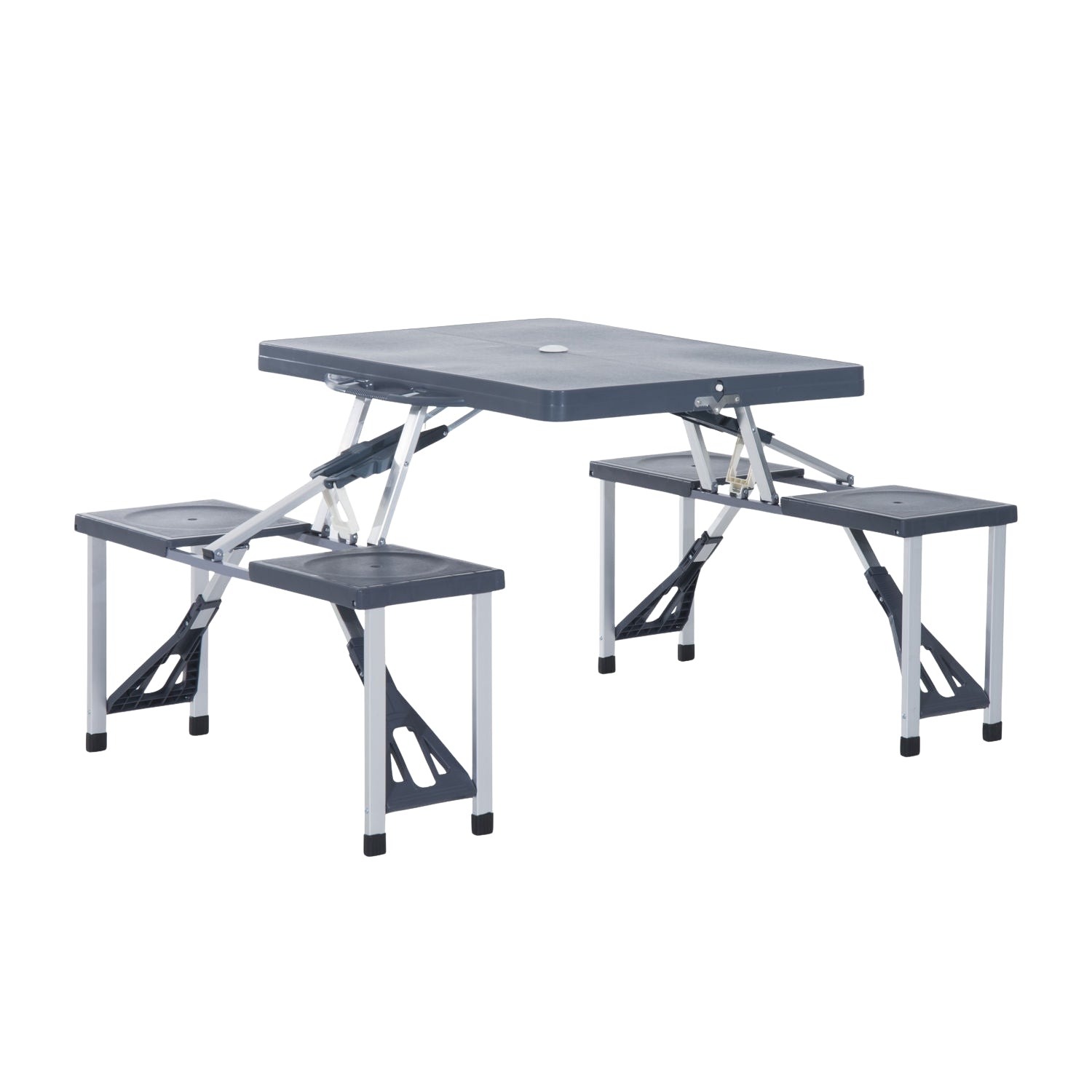 Aluminium campingtafelset met 4 inklapbare zitplaatsen