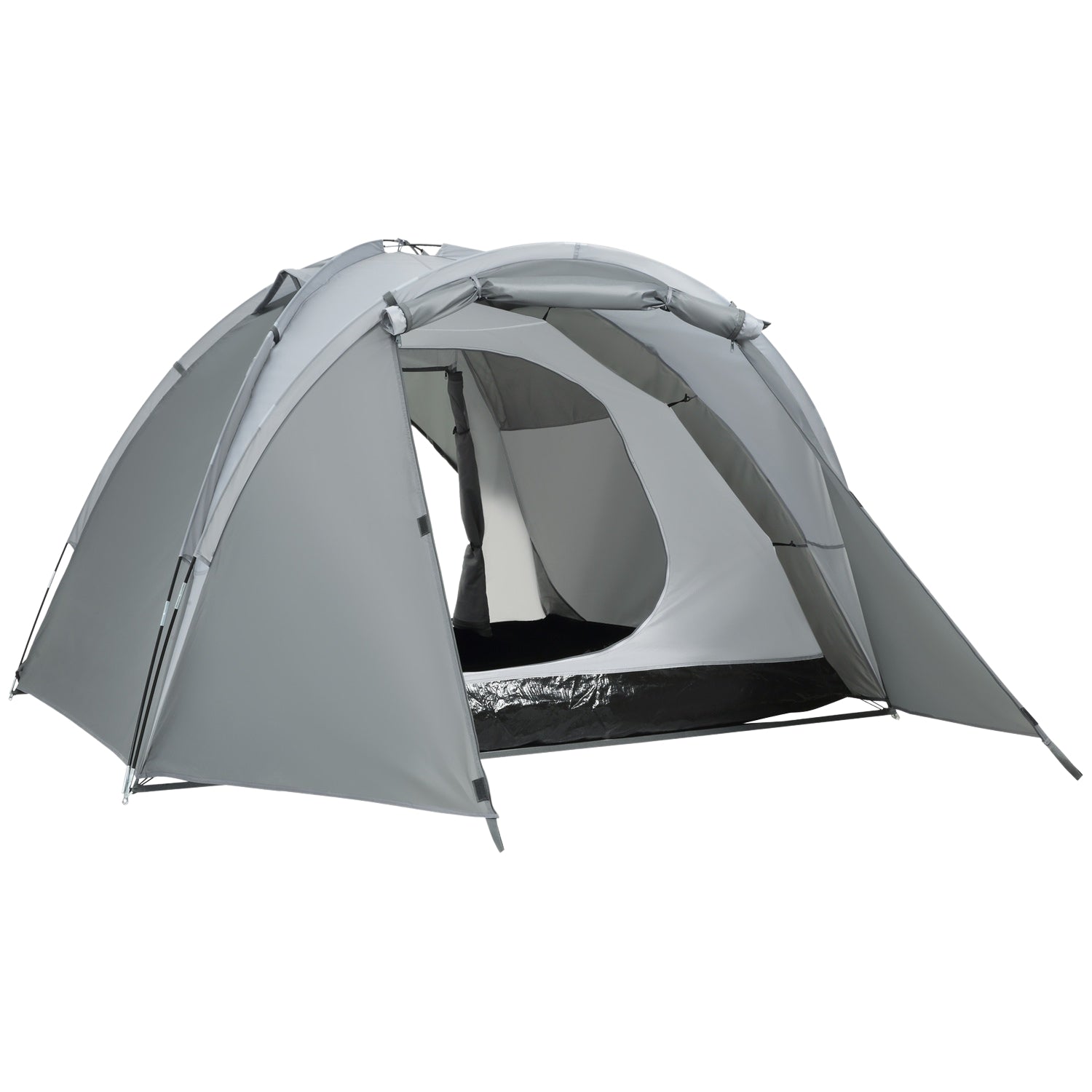 Campingtent voor 2-3 personen, deur & netvenster, grijs