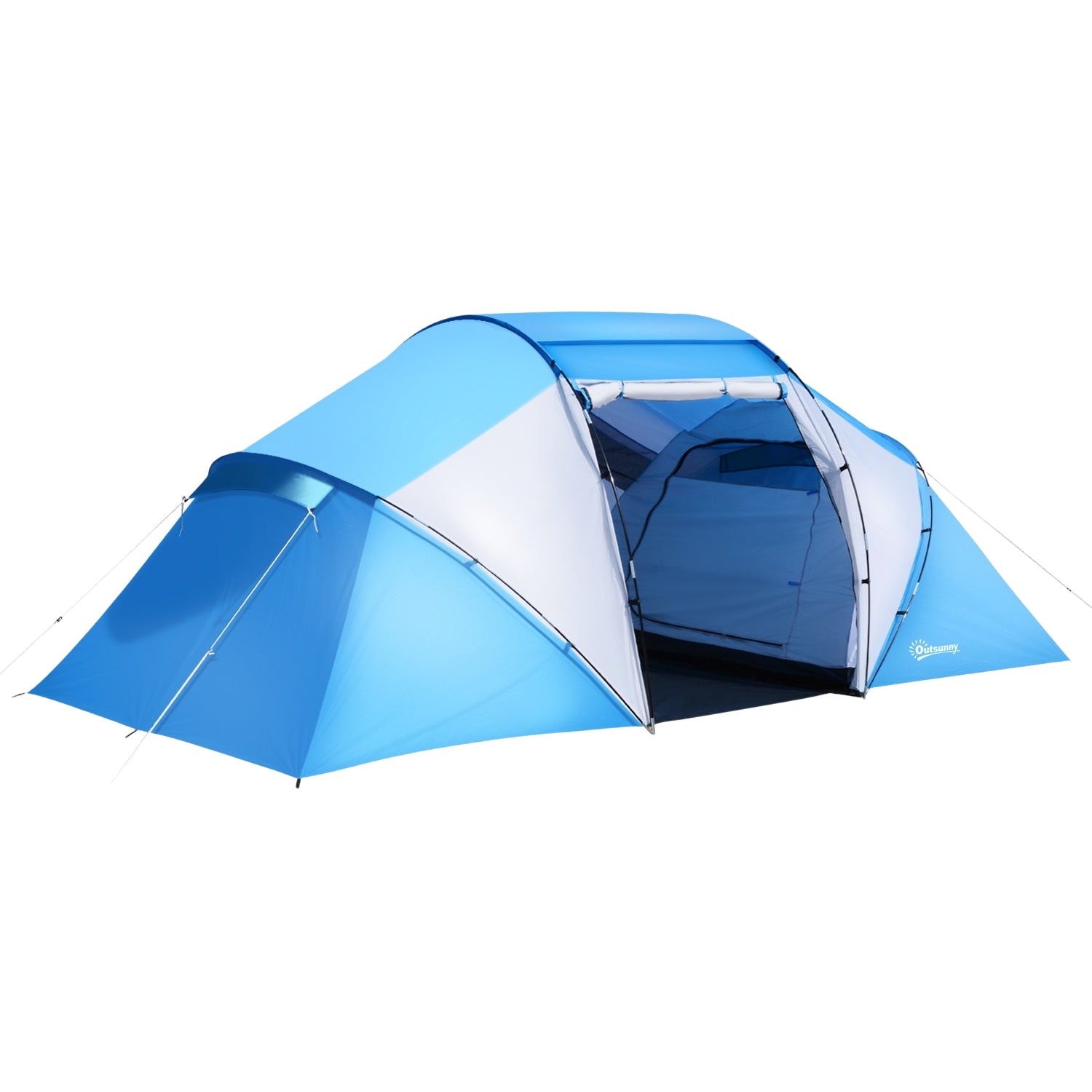 Campingtunneltent voor 4-6 personen, 2 cabines, blauw