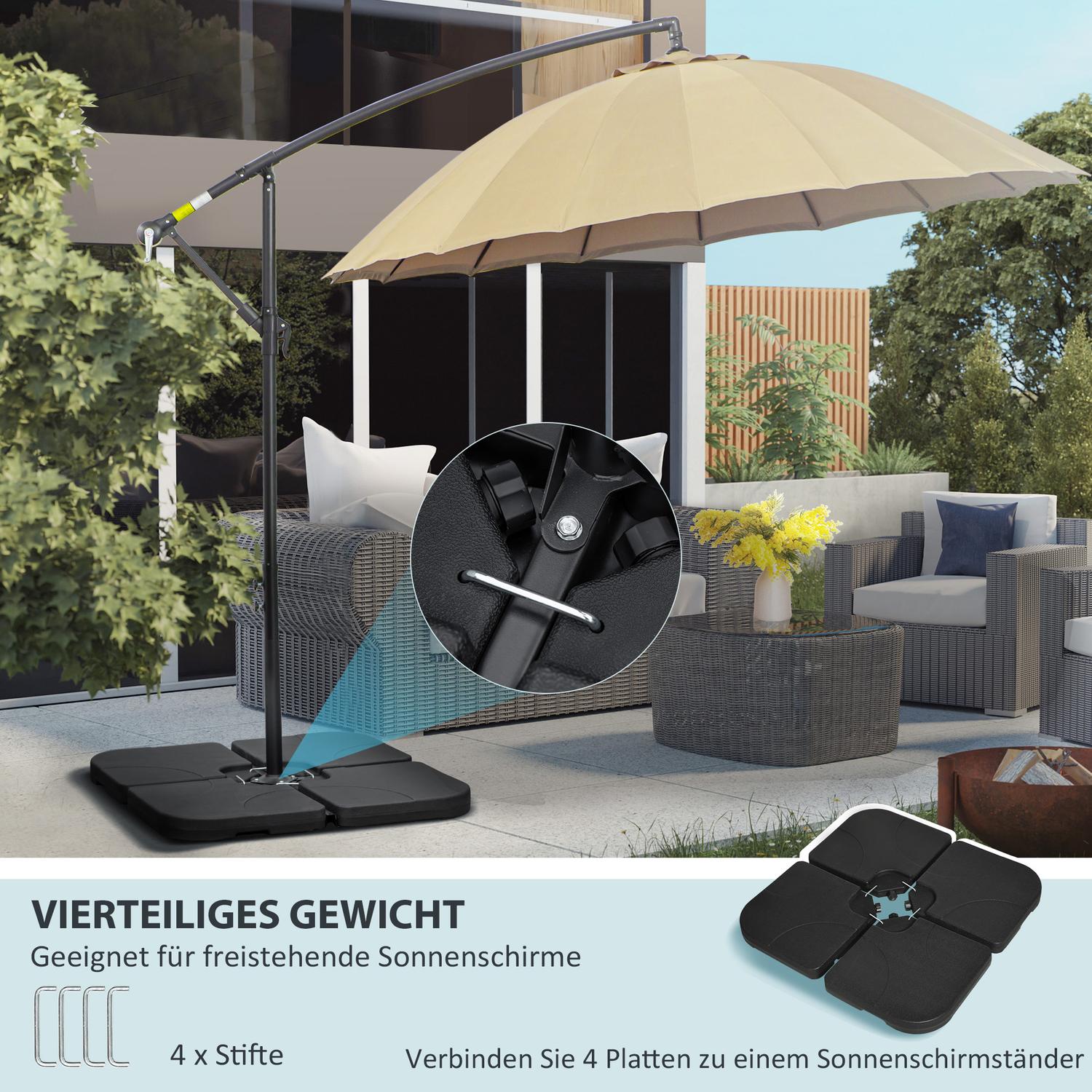 Zwevende parasolvoet, water-/zandvulbaar, zwart