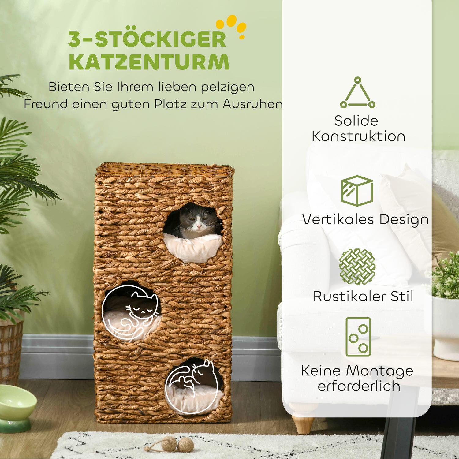 Krattoren, 76 cm, 3 holen, waterhyacint, lichtbruin