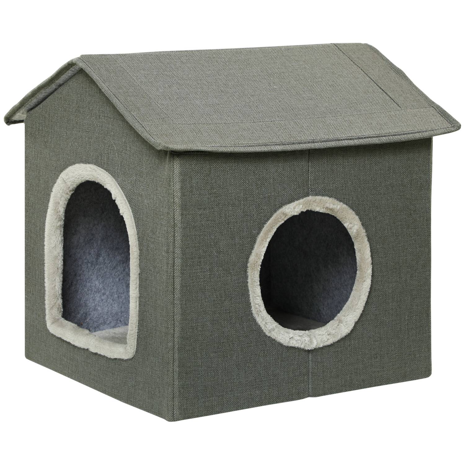 Kattenmand, gezellig grijs polyester, geschikt voor katten tot 5 kg