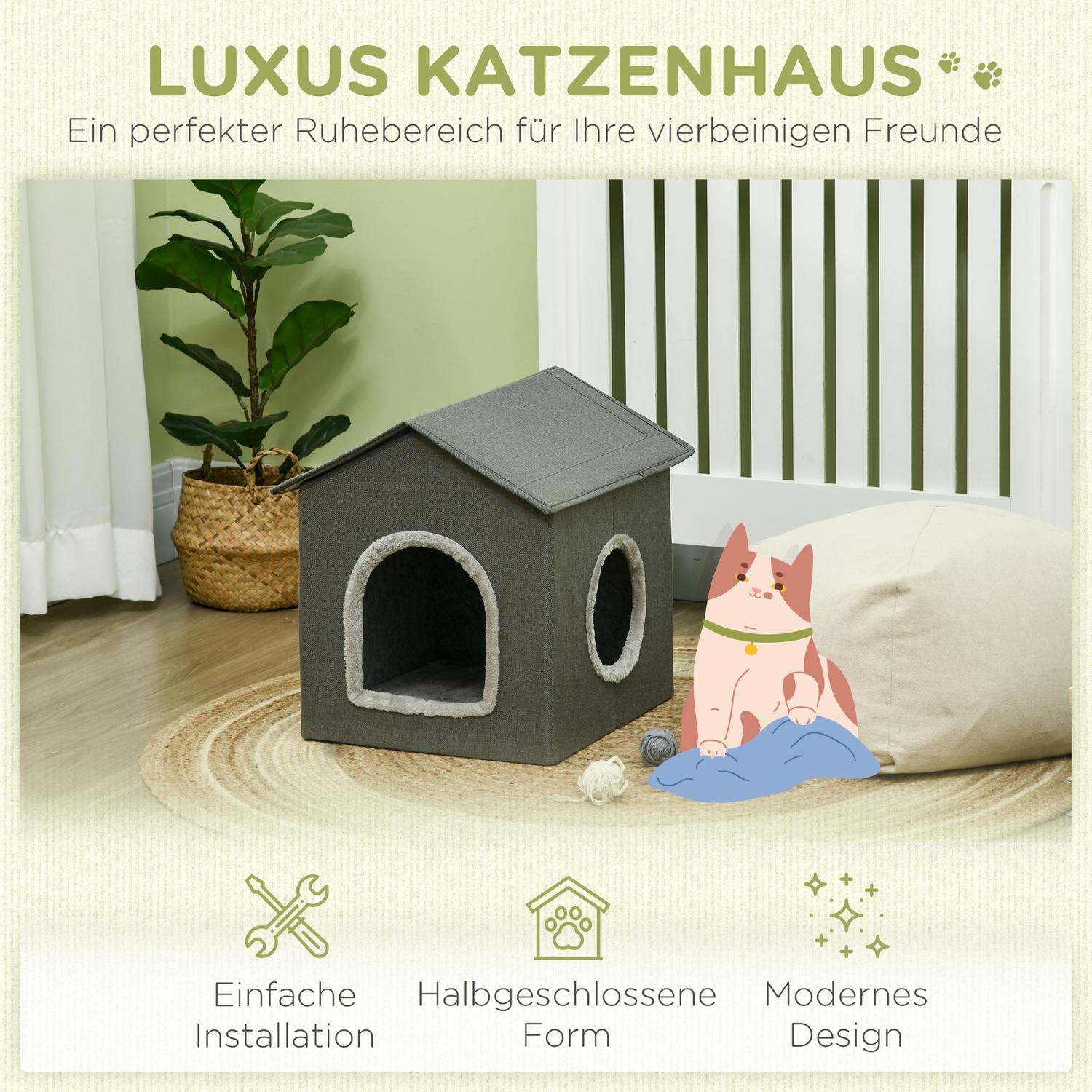 Kattenmand, gezellig grijs polyester, geschikt voor katten tot 5 kg