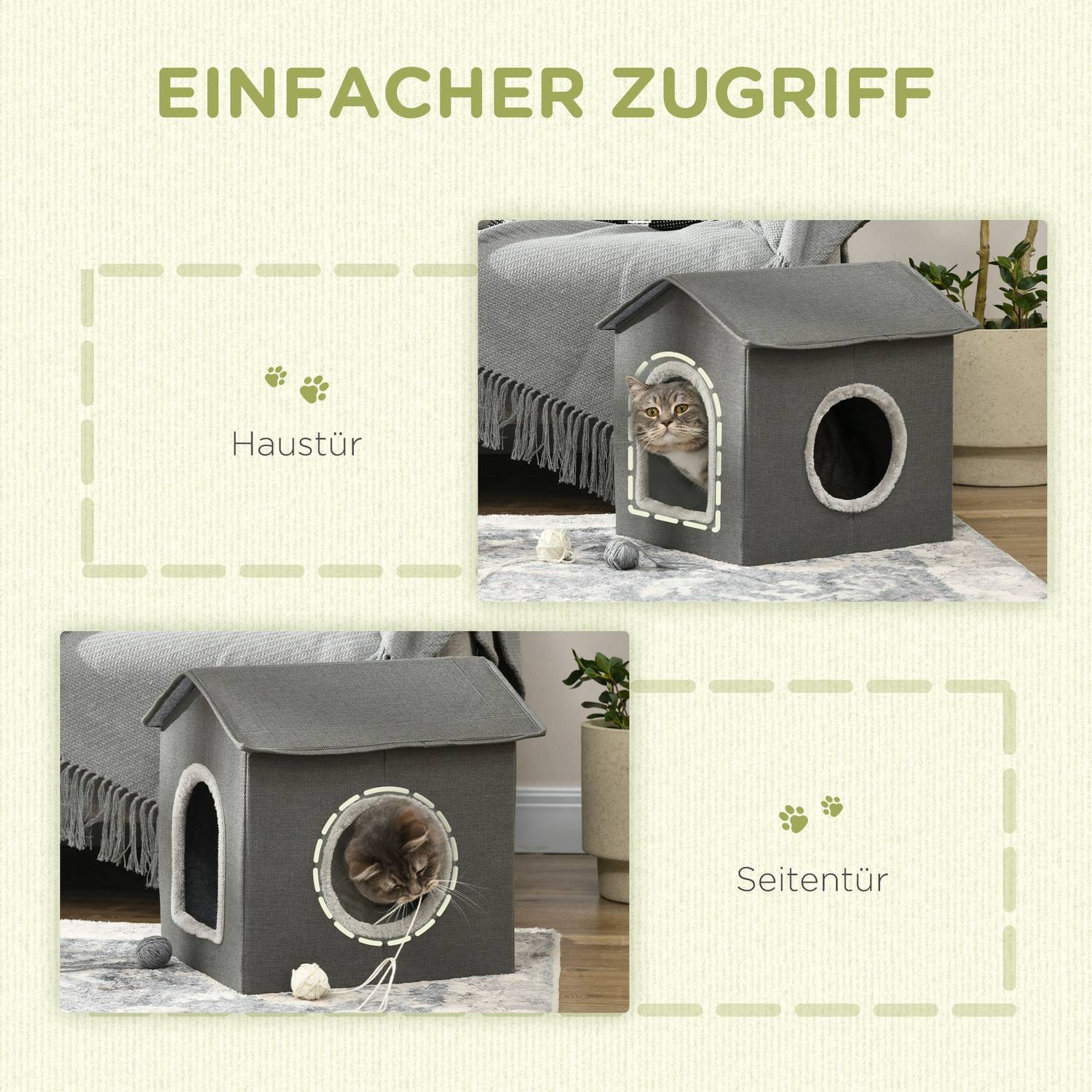 Kattenmand, gezellig grijs polyester, geschikt voor katten tot 5 kg