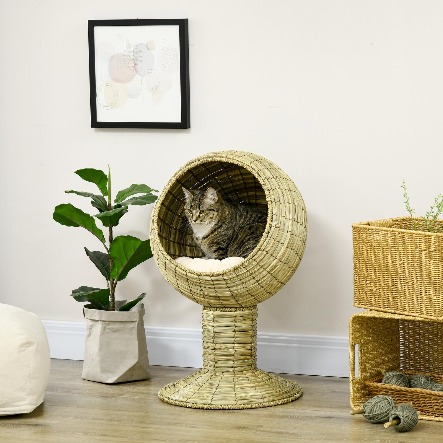 Kattenmand met afneembaar kussen, zeegras, 41x71,5 cm