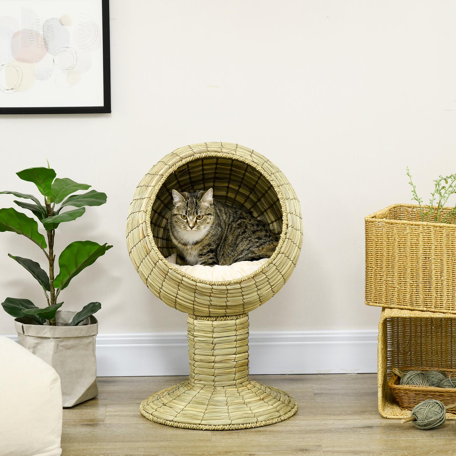 Kattenmand met afneembaar kussen, zeegras, 41x71,5 cm