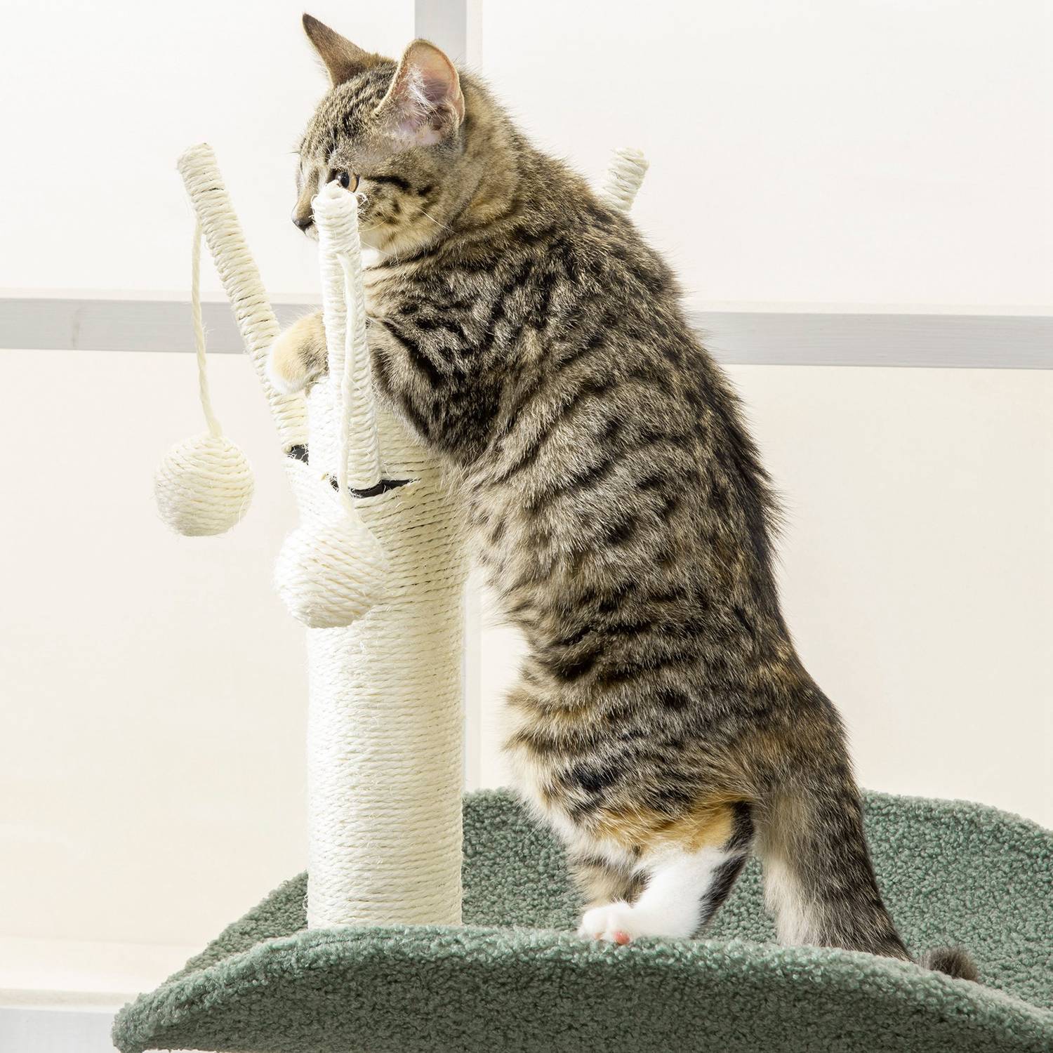 Katten Krabpaal, 123 cm, met ligstoel & speeltje