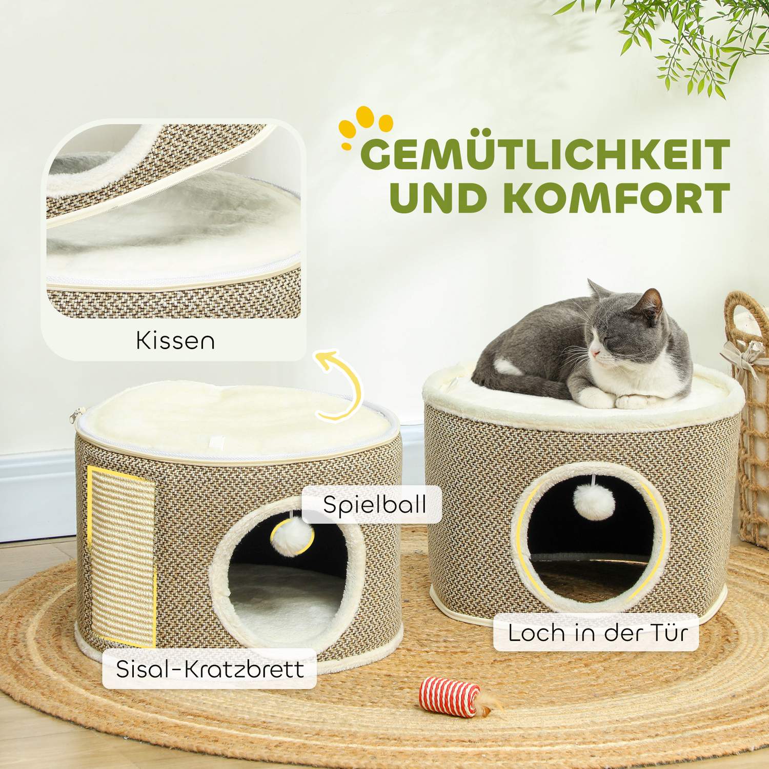 Krabpaal, Sisal, 56 cm, voor katten tot 5 kg