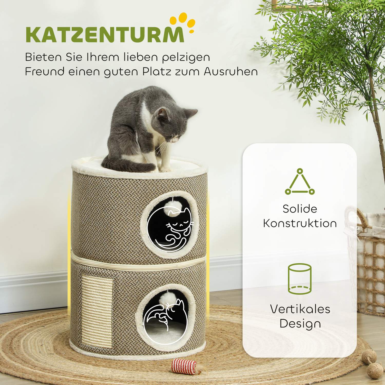 Krabpaal, Sisal, 56 cm, voor katten tot 5 kg