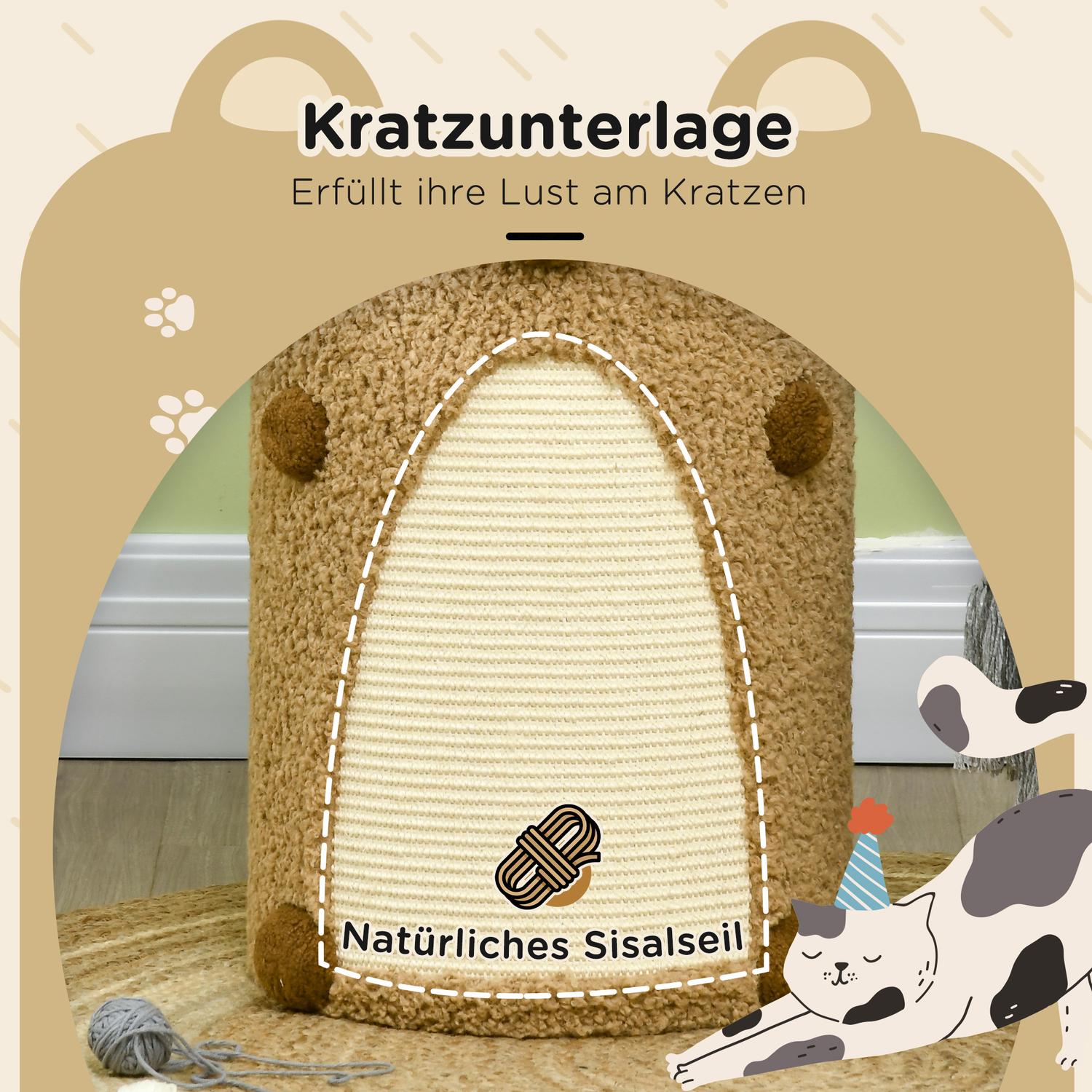 Krabpaal met grotten en plateau, lichtbruin, 66cm
