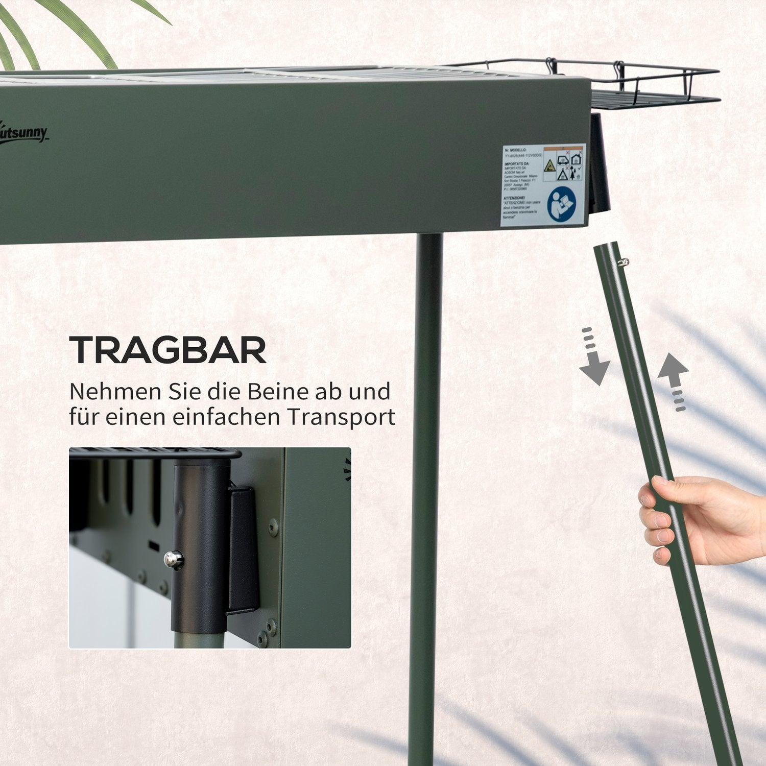 Charcoal Camping Grill – Rostfritt stål, sidokorgar