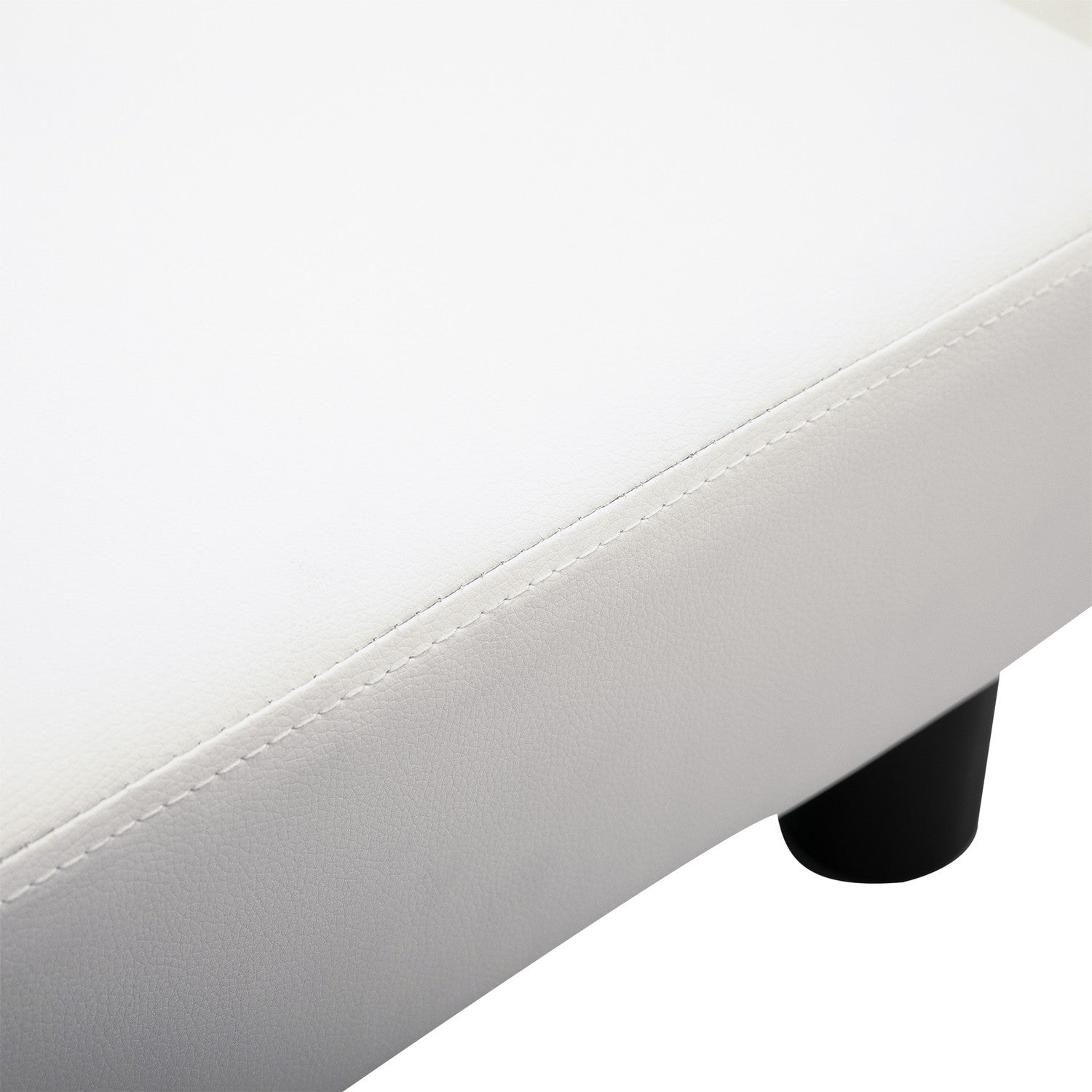 Chesterfield voetenbank in kunstleer, Wit, 40x30x24 cm