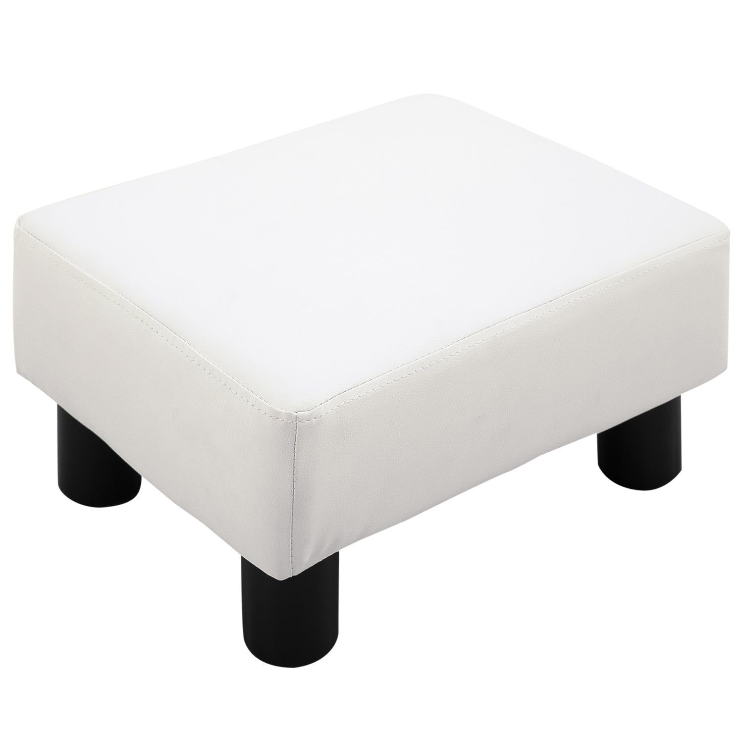 Chesterfield voetenbank in kunstleer, Wit, 40x30x24 cm