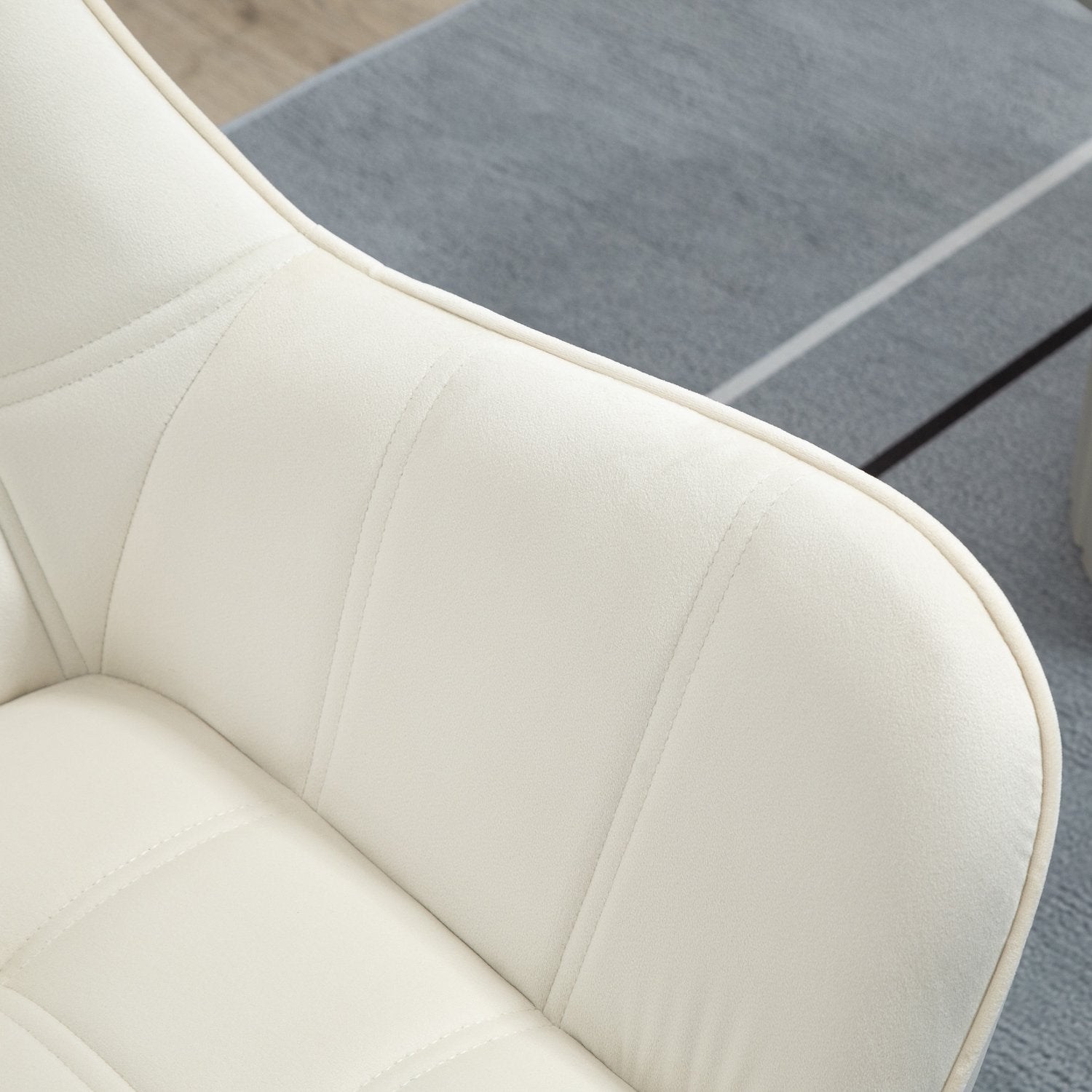 Roomwitte Fluweellook Fauteuil, verhoogde poten, 64x62x72,5 cm