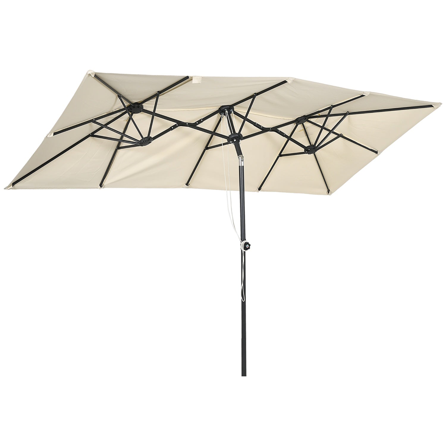 Crème buiten dubbele parasol – Verstelbare kantelfunctie, 150x295cm