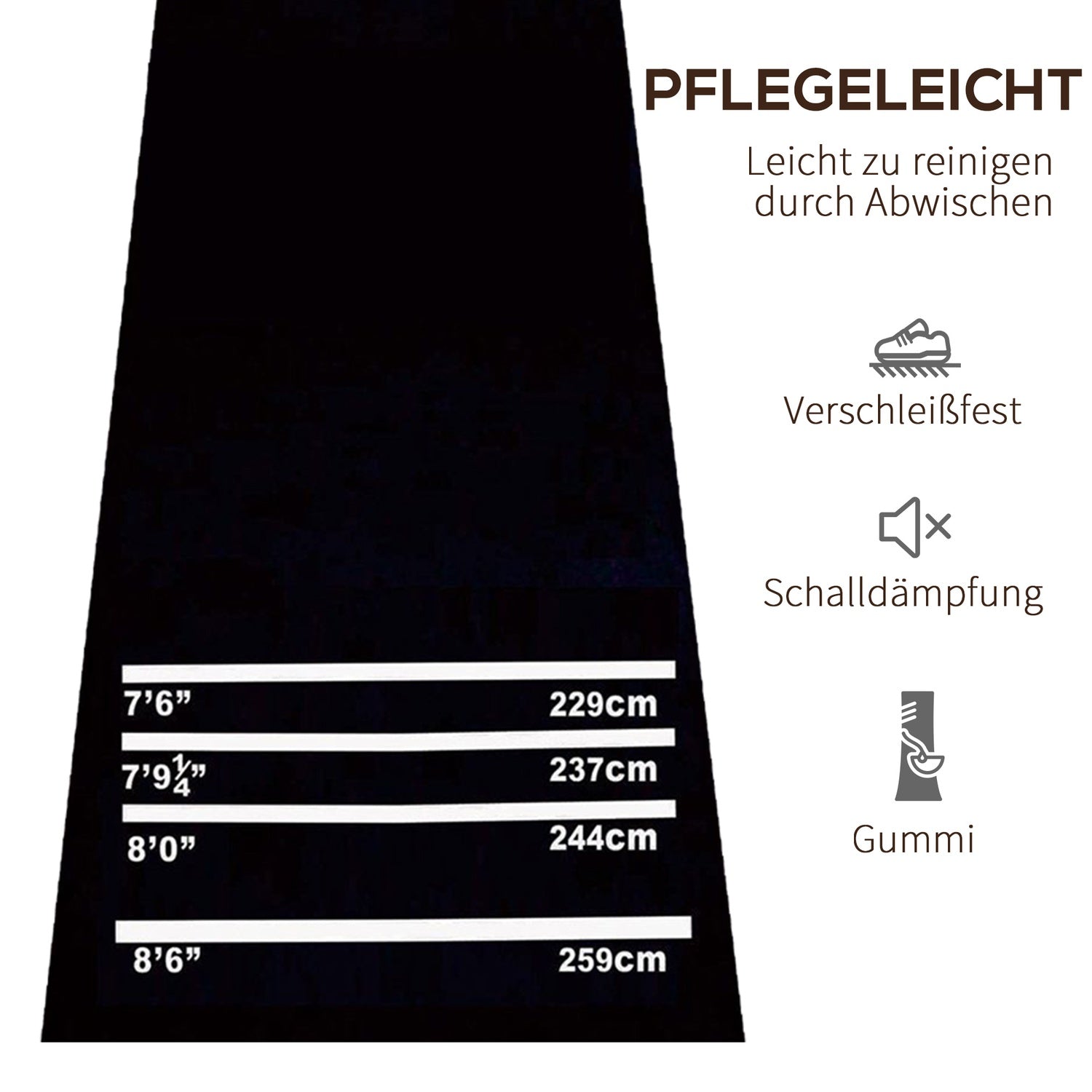 Dartmat, antislip rubberen mat voor stalen en softtip darts