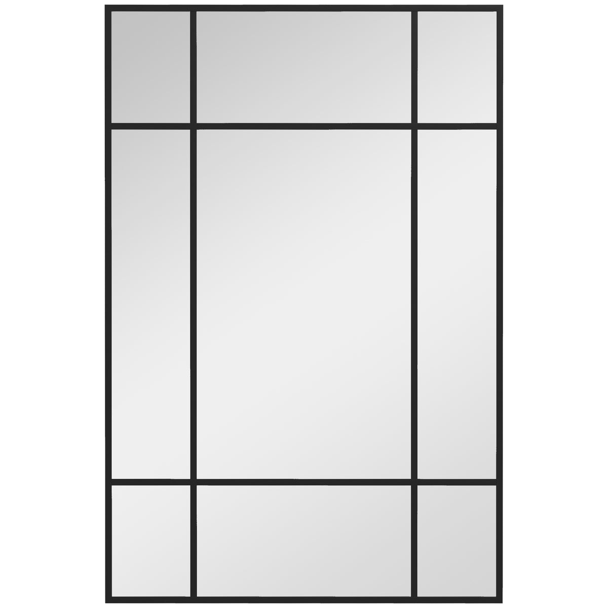 Decoratieve wandspiegel, zwart metalen frame, 90x60 cm