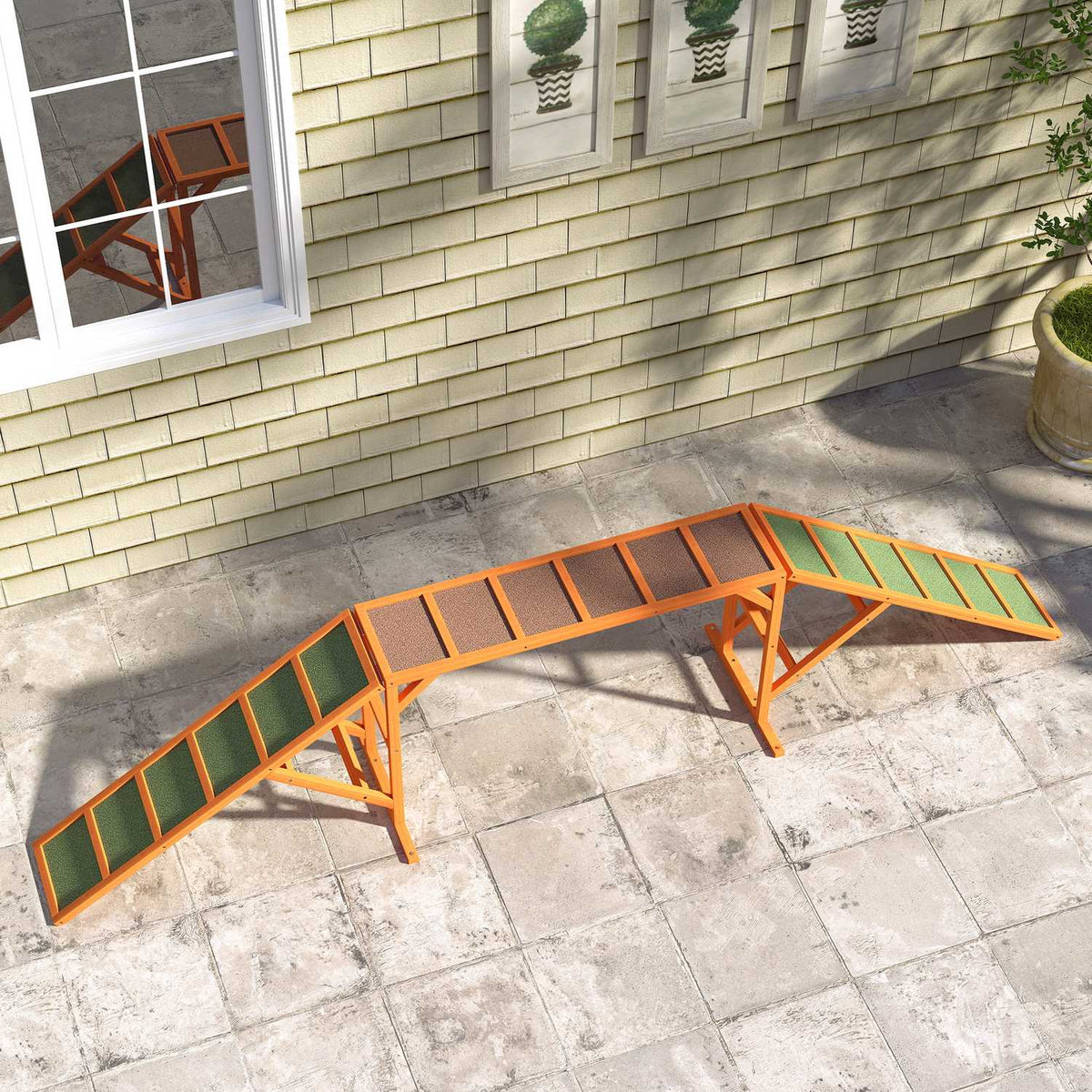 Honden Agility Brug met Safety Bar, Antislip, 325 cm, Oranje