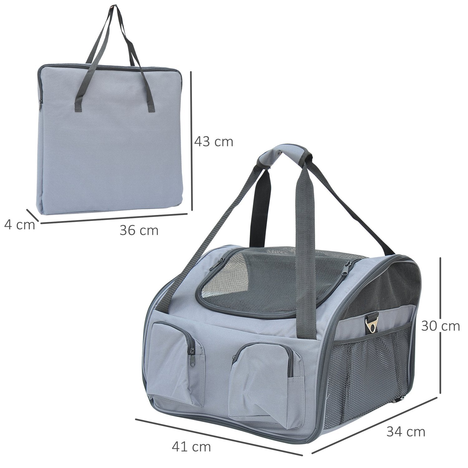 Hondenbenches – Draagbare Oxford transporttas, Grijs, 41x34x30 cm