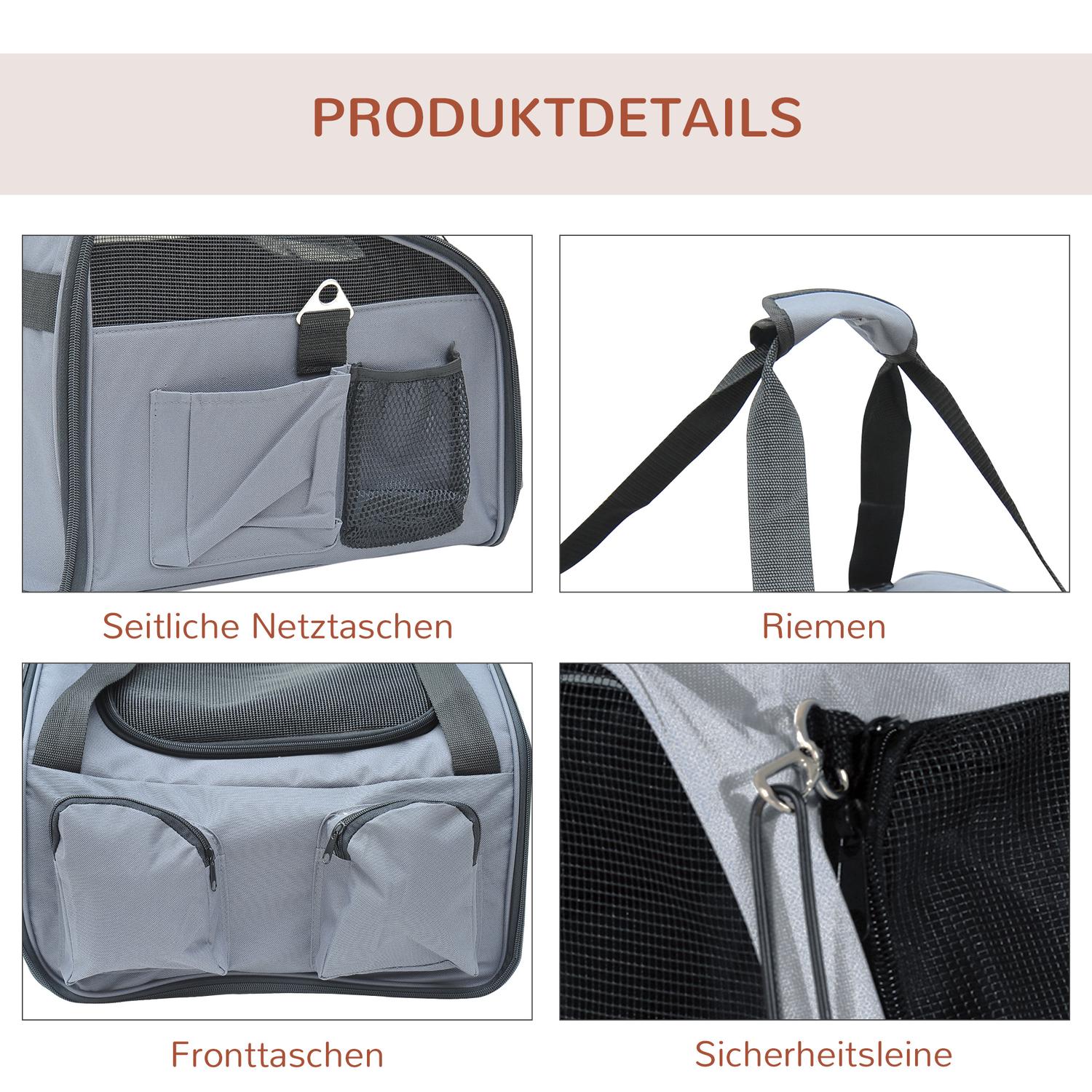 Hondenbenches – Draagbare Oxford transporttas, Grijs, 41x34x30 cm