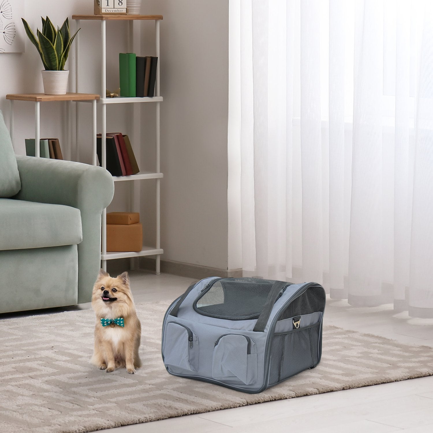 Hondenbenches – Draagbare Oxford transporttas, Grijs, 41x34x30 cm