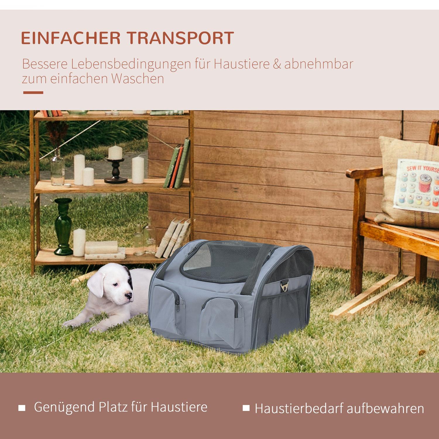 Hondenbenches – Draagbare Oxford transporttas, Grijs, 41x34x30 cm