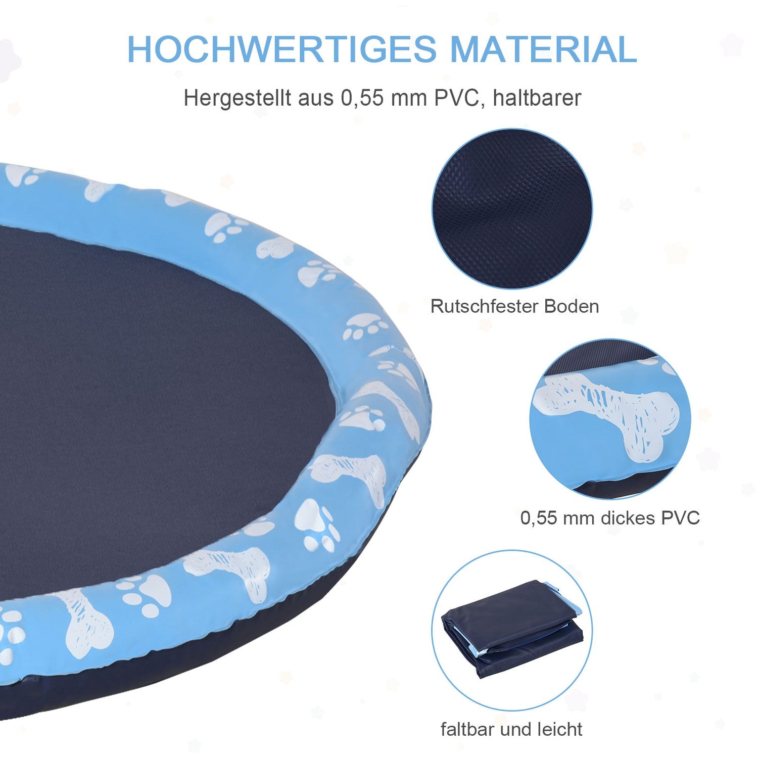 Dog Splash Sprinkler Mat – 150 cm, Anti-slip PVC Mat