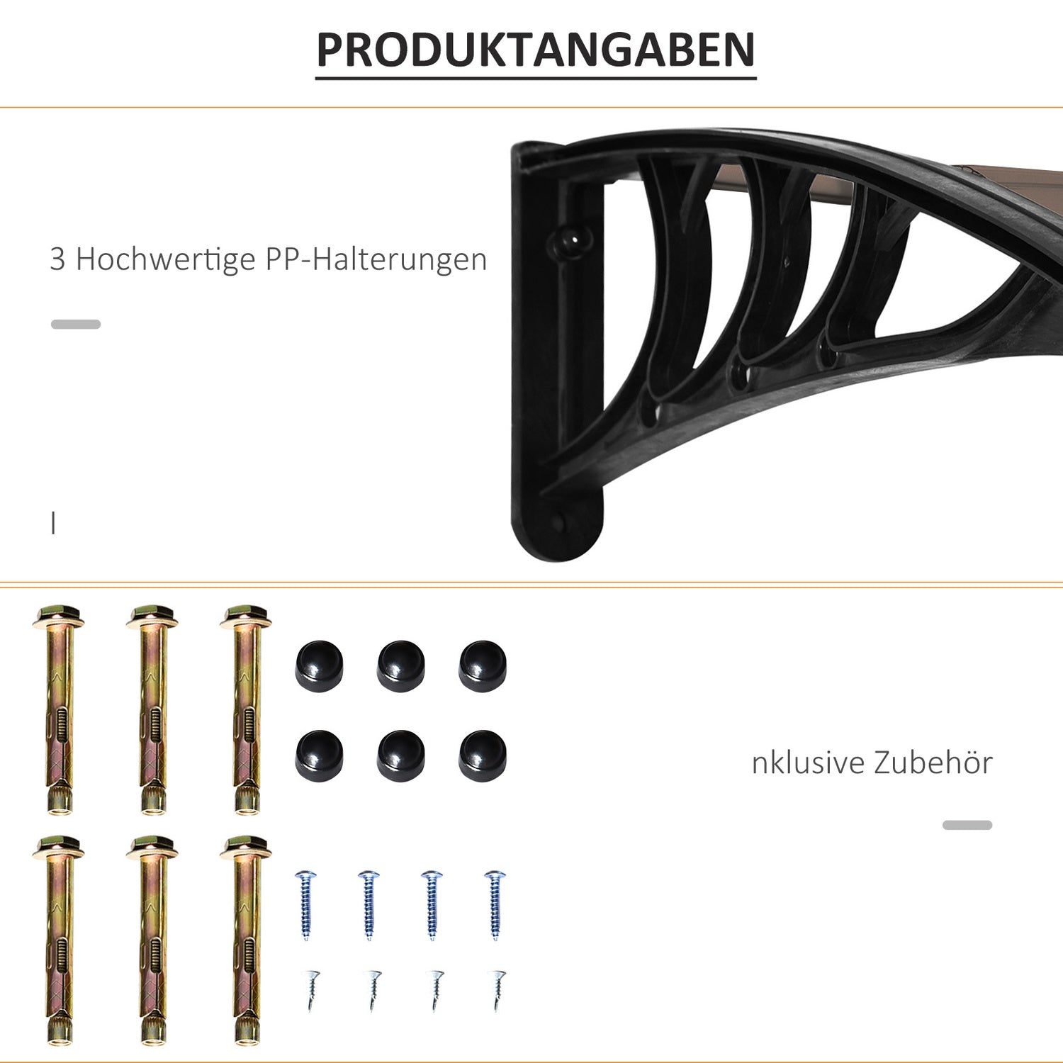 Deurluifel van polycarbonaat, zon- en regenbescherming, 75x195 cm