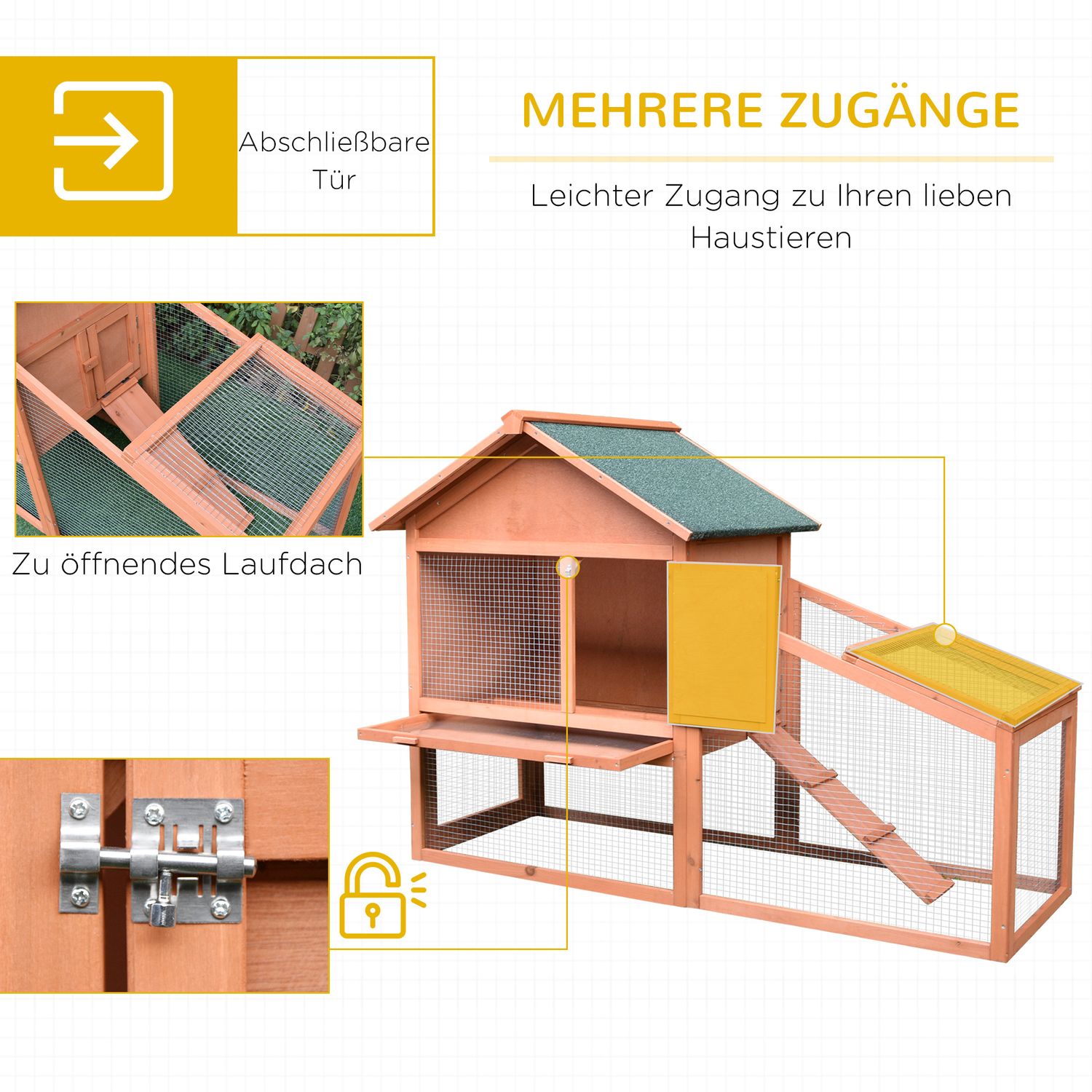 Doppelstöckiger Outdoor-Kleintierkäfig, Fichte – 144x64,5x100 cm