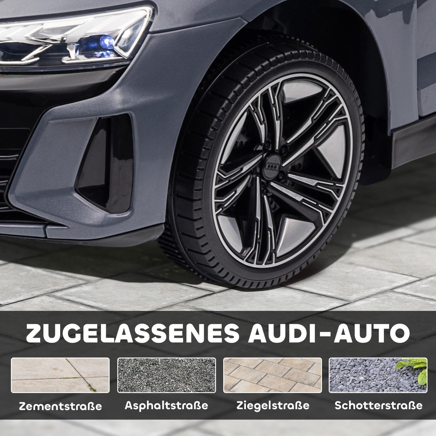 Elbil för barn med fjärrkontroll, säkerhetsbälte, musik, grå