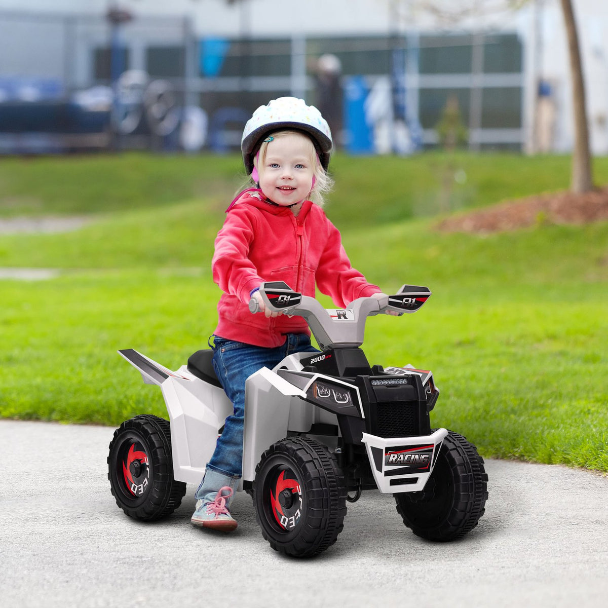 Elektrische kinderquad - 6V, 2,5 km/u, 1,5-3 jaar, wit