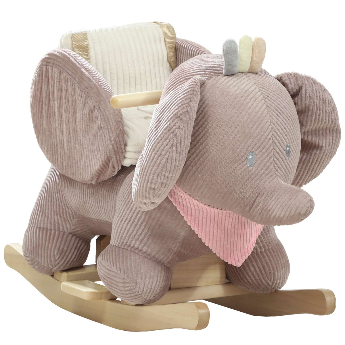 Olifantenschommel met geluid, houten frame, voor kinderen van 1,5-3 jaar, bruin