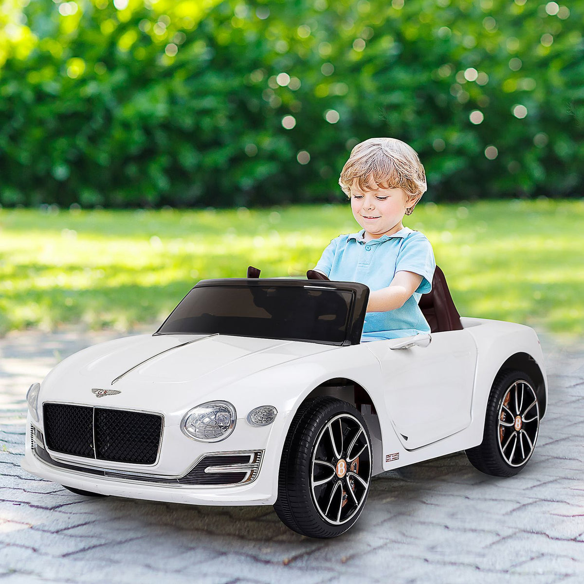Elektrische kinderauto met afstandsbediening - 2 motoren, wit, 108 cm