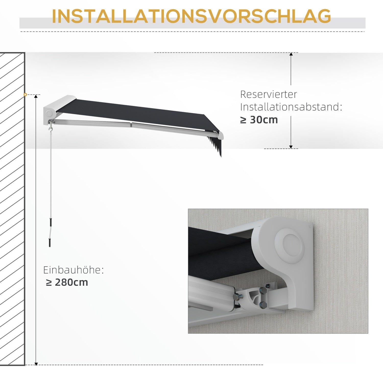 Elektrisch knikarmscherm 2,5x2m, afstandsbediening & handlier